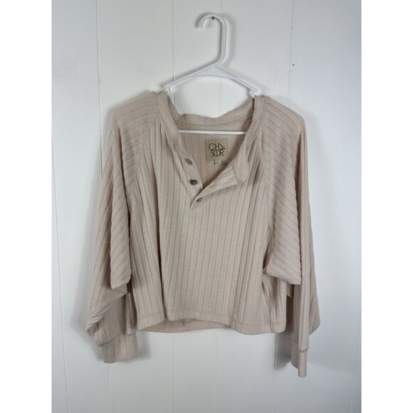 Chaser Long Sleeve Crop Top Button Neck Size S Capsule Cozy - Picture 1 of 5